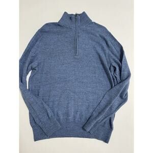 Gap 1/4 Zip Mock Pullover Sweater Mens Large Blue 100% Cotton Long Sleeve